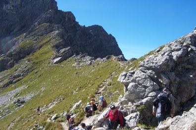 am Abzweig zum Mindelheimer Klettersteig